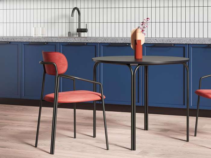 Стул ror, round, велюр, черный/темно-красный LATITUDE RORCHRBKVLRDRD