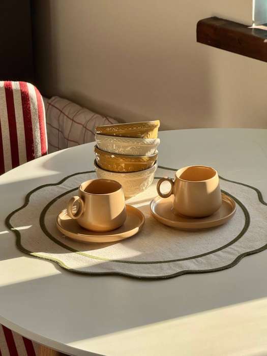 Набор из 4 пиал кремового/бежевого цветов с рельефным узором Ягоды Тайги из коллекции russian north, 130 мл Tkano TK22-TW_BW0013