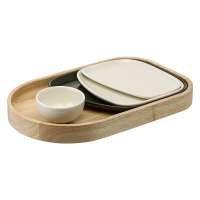 Набор из 4-х сервировочных тарелок на деревянном подносе sorrento Liberty Jones LJ0000401