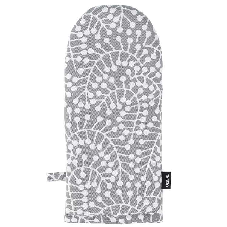 Прихватка-варежка серого цвета с принтом Спелая Смородина из коллекции scandinavian touch, 14х32 см Tkano TK22-OM0004