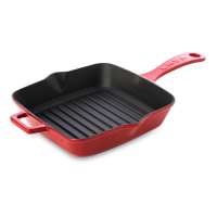 Сковорода-гриль квадратная LAVA 20х20 см, металлическая ручка,  чугун, красная