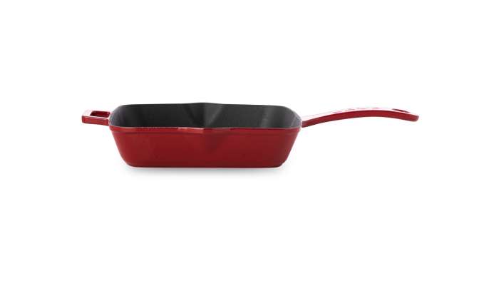 Сковорода-гриль квадратная LAVA 20х20 см, металлическая ручка,  чугун, красная