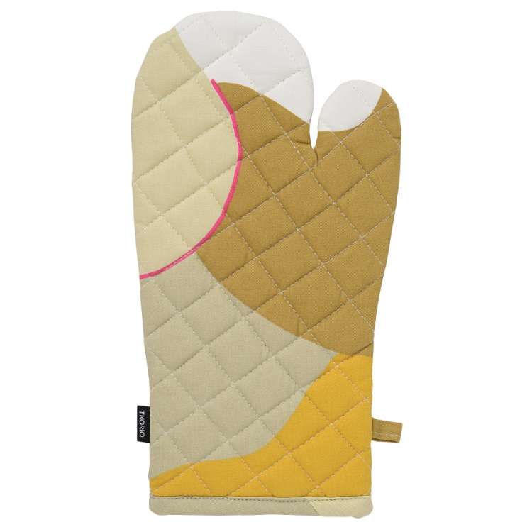 Прихватка-варежка из хлопка горчичного цвета с авторским принтом из коллекции freak fruit, 33х17,5 см Tkano TK20-OM0010