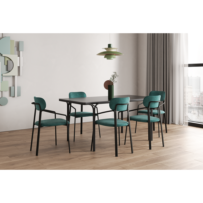 Стул ror, round, велюр, черный/зеленый LATITUDE RORCHRBKVLRGRN