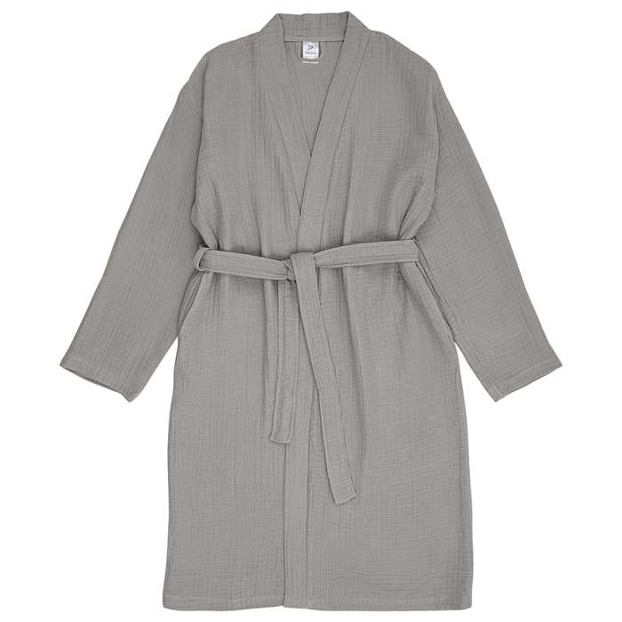 Халат из многослойного муслина серого цвета из коллекции essential, размер m Tkano TK23-BR0008