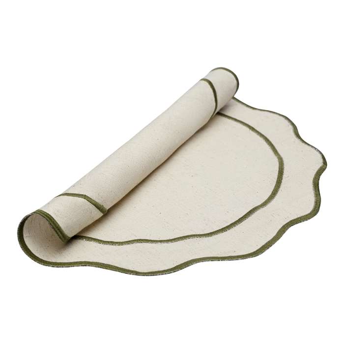 Салфетка под приборы anemone из коллекции trendy ruffles, D38 см, оливковый Tkano TK25-PM0006