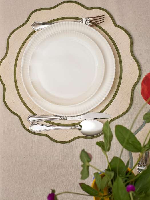 Салфетка под приборы anemone из коллекции trendy ruffles, D38 см, оливковый Tkano TK25-PM0006