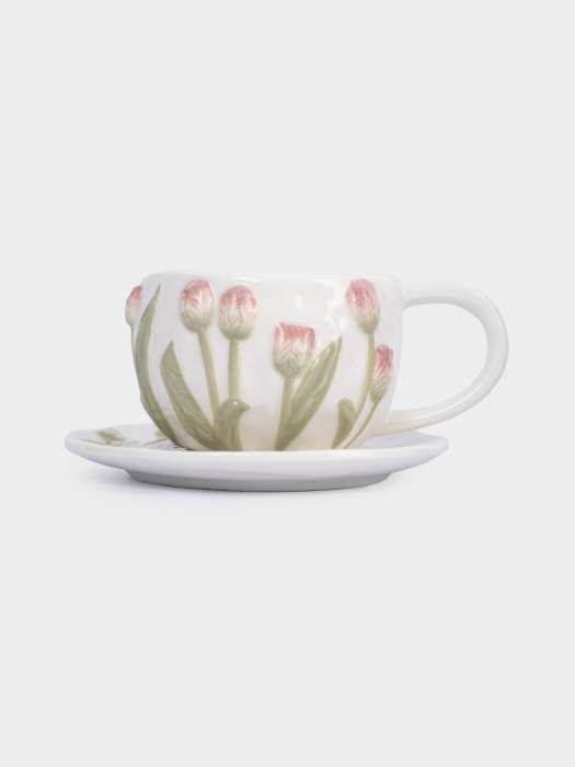Пара чайная, 1 перс, 2 пр, 370 мл, керамика, молочная, Тюльпаны, Tulip ANNA LAFARG ANLAF-FDW-130525-7