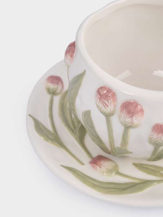 Пара чайная, 1 перс, 2 пр, 370 мл, керамика, молочная, Тюльпаны, Tulip ANNA LAFARG ANLAF-FDW-130525-7
