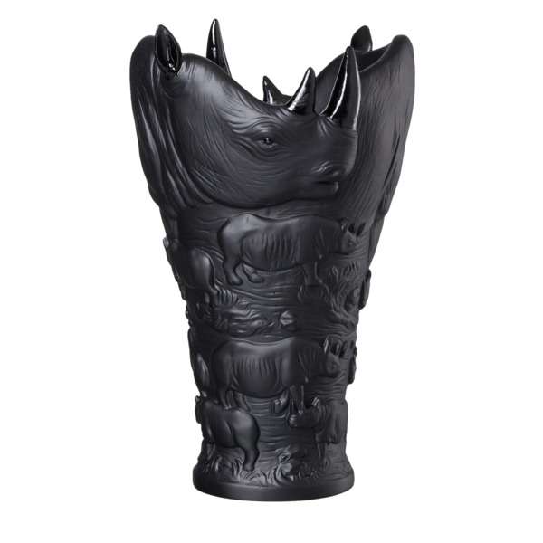 Ваза Decor de table Носорог 30 см, хрусталь, черная, п/к