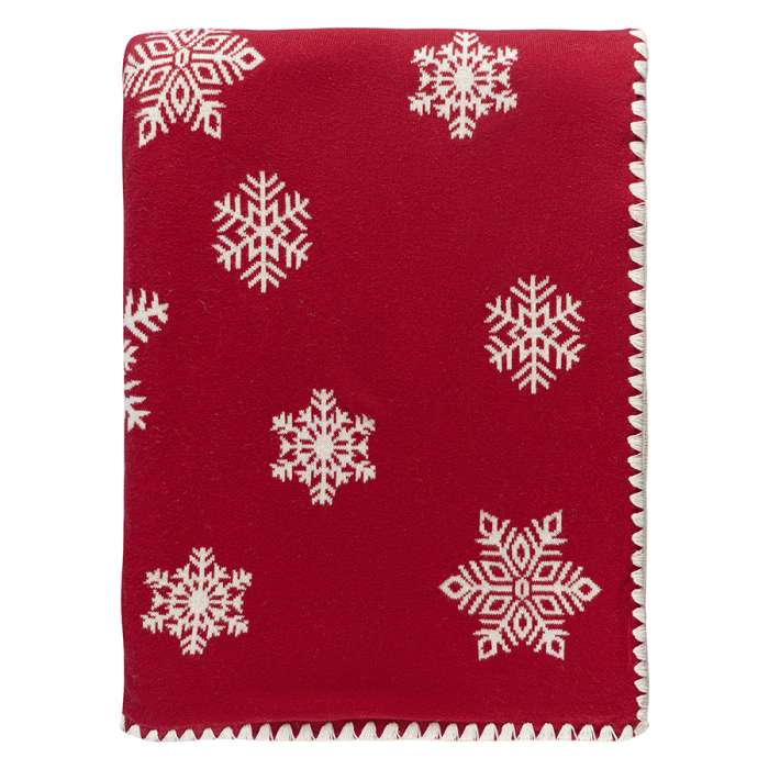Плед из хлопка с новогодним рисунком fluffy snowflakes из коллекции new year essential, 130х180 см Tkano TK23-TH0006