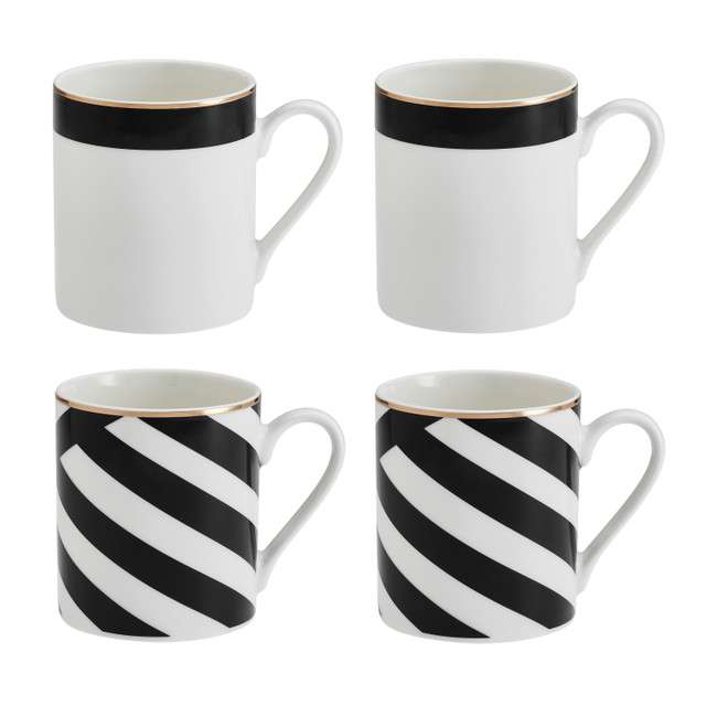 Набор из 4 кружек фарфоровых  Mikasa Luxe Deco 380 мл Kitchen Craft MKLDMUGPK4