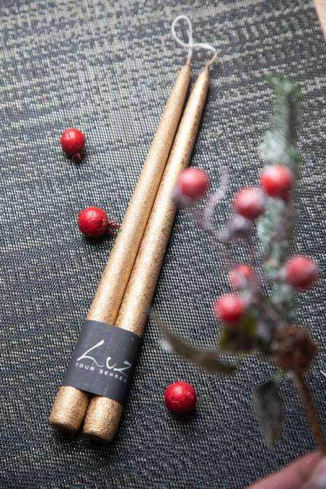 Набор свечей Luz your senses Рустик 30 см, 2 шт, вечернее золото металлик