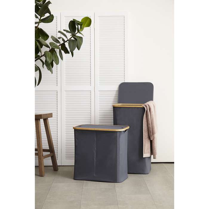 Корзина для белья с двумя отделениями neat twin, 53,5х33х53 см, серая Smart Solutions SS0000146