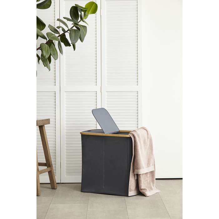 Корзина для белья с двумя отделениями neat twin, 53,5х33х53 см, серая Smart Solutions SS0000146