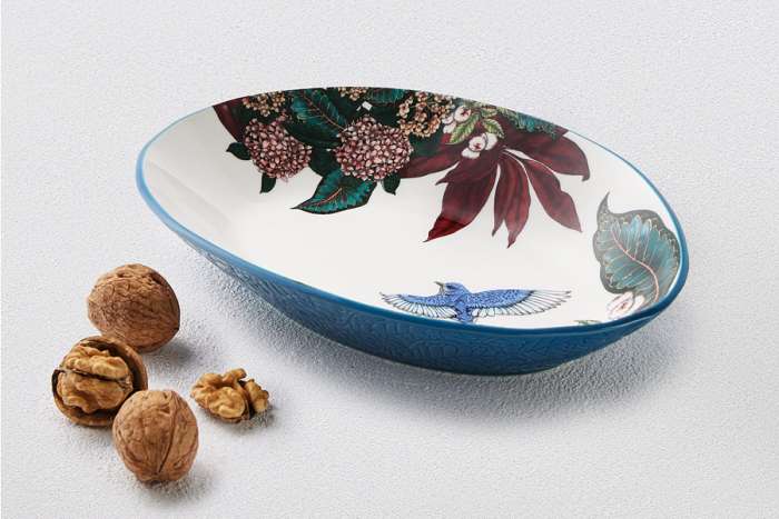 Салатник, 25х17см, 600 мл, керамика, овальный, синий, Цветы и птица, Reminisce MAXWELL & WILLIAMS MW696-DR0553