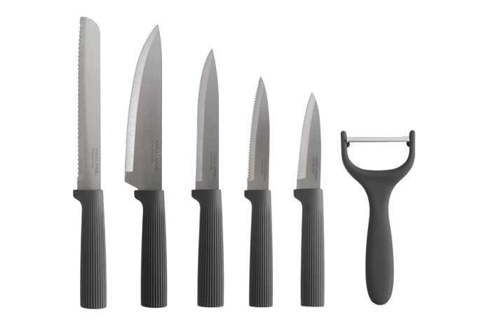 Набор ножей, 6 пр, в подставке, нержавеющая сталь/пластик, графитовый, Streak ANNA LAFARG ANLAF-HW-KF1281