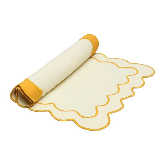 Салфетка под приборы с контрастным кантом горчичного цвета из коллекции trendy ruffles, 35х45 см Tkano TK25-PM0009