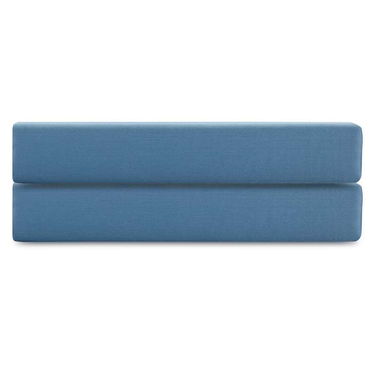 Простыня на резинке из премиального сатина джинсово-синего цвета из коллекции essential, 200х200х30 Tkano TK25-FS0006