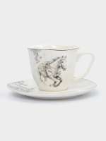 Пара чайная, 1 перс, 2 пр, 250 мл, фарфор N, белая, с серебристым кантом, Конь, White horse ANNA LAFARG ANLAF-FXY-160128-4