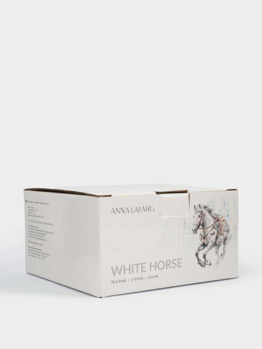 Пара чайная, 1 перс, 2 пр, 250 мл, фарфор N, белая, с серебристым кантом, Конь, White horse ANNA LAFARG ANLAF-FXY-160128-4