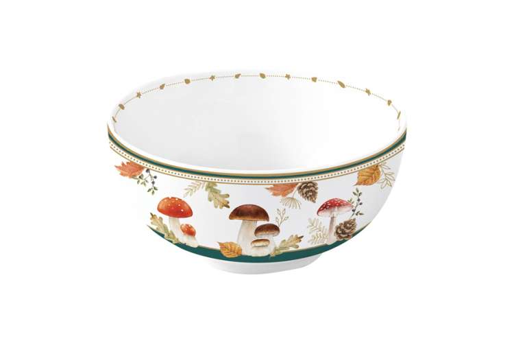 Пиала, 12х6 см, 300 мл, фарфор P, белый, Грибы и листья, Autumn Breeze EASY LIFE EL-R1190/AUBR