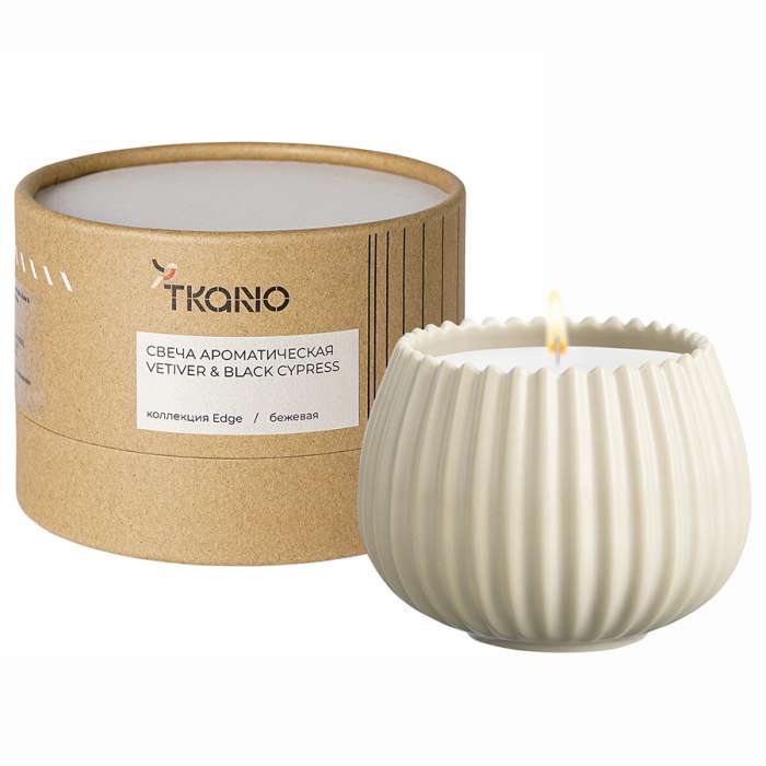 Свеча ароматическая vetiver & black cypress из коллекции edge, бежевый, 30 ч Tkano TK23-ARO0017