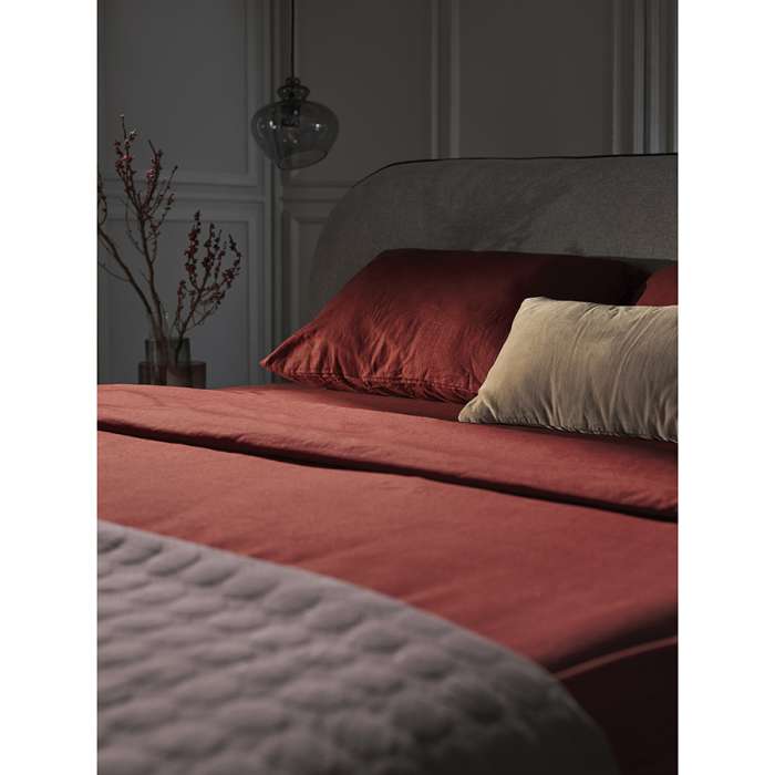 Простыня на резинке изо льна и хлопка цвета копченой паприки из коллекции essential, 180х200х30 см Tkano TK24-FS0016