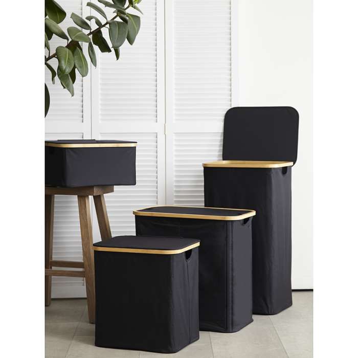 Корзина для белья с двумя отделениями neat twin, 53,5х33х53 см, черная Smart Solutions SS0000147