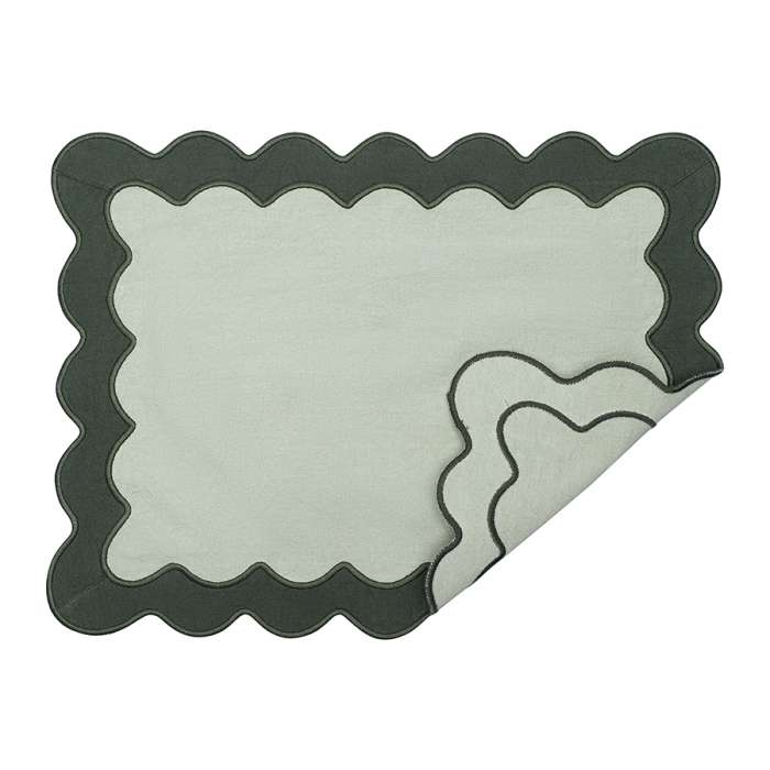 Салфетка под приборы с контрастным кантом зеленого цвета из коллекции trendy ruffles, 35х45 см Tkano TK25-PM0008