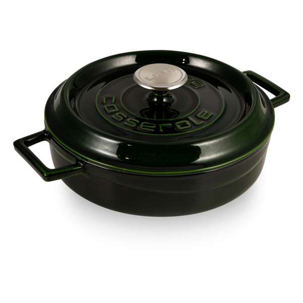 Кастрюля с крышкой низкая LAVA d24 см, 2,5 л, чугун, зеленая LV Y ST 24 PR K2 Green
