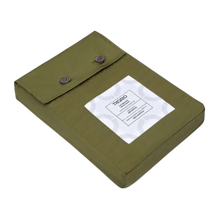 Простыня на резинке из премиального сатина оливкового цвета из коллекции essential,  180х200х30 см Tkano TK25-FS0002