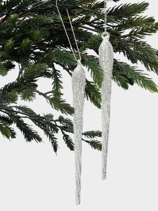 Игрушка елочная, 20 см, 2 шт, стекло, шампань, Сверкающая сосулька, Event ANNA LAFARG ANLAF-4YUT05T234