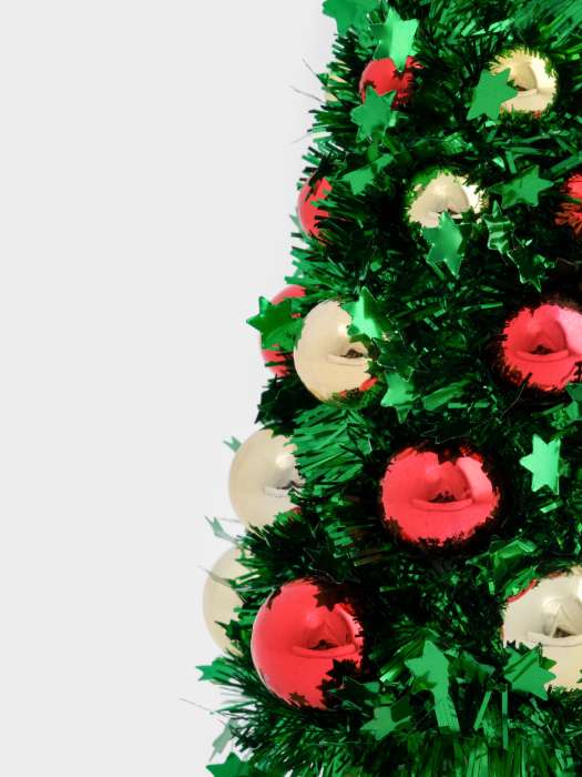 Ель искусственная, 21 см, с шарами, в горшке, мишура/пластик, зеленая, New year ANNA LAFARG ANLAF-1CH0689