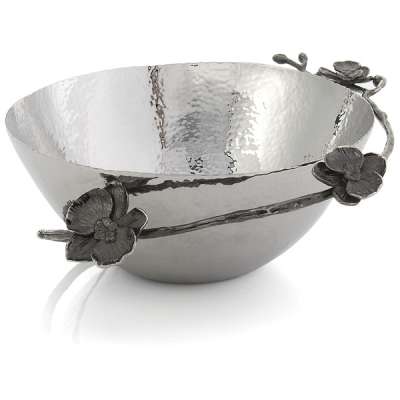 Чаша Michael Aram Чёрная орхидея 28 см, серебристая