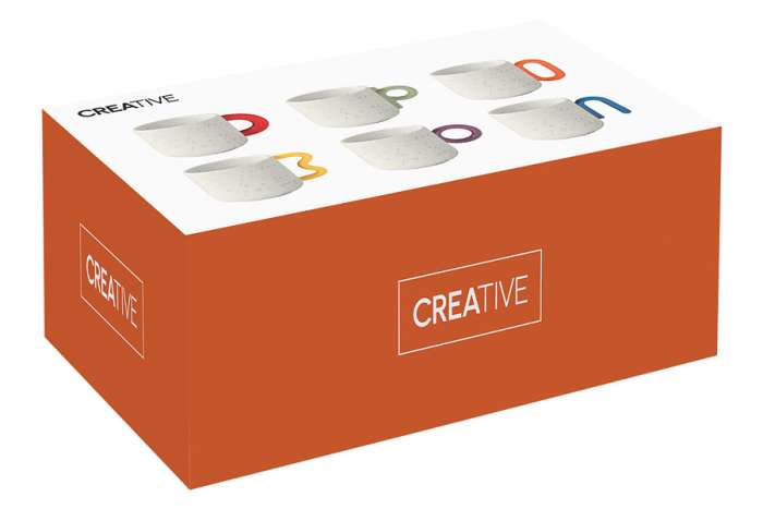 Набор кружек Creative, бело-зелёный, жёлтый, оранжевый, фиолетовый, красный, синий, 0,1 л, 6 шт EASY LIFE EL-R1742_CRWC