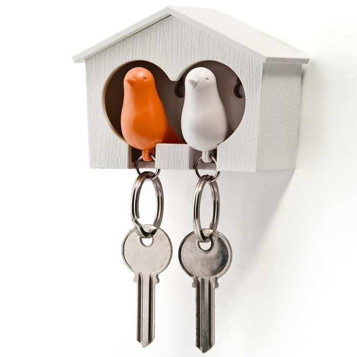Держатель для ключей duo sparrow, белый/оранжевый QUALY QL10124-WH-WH-OR