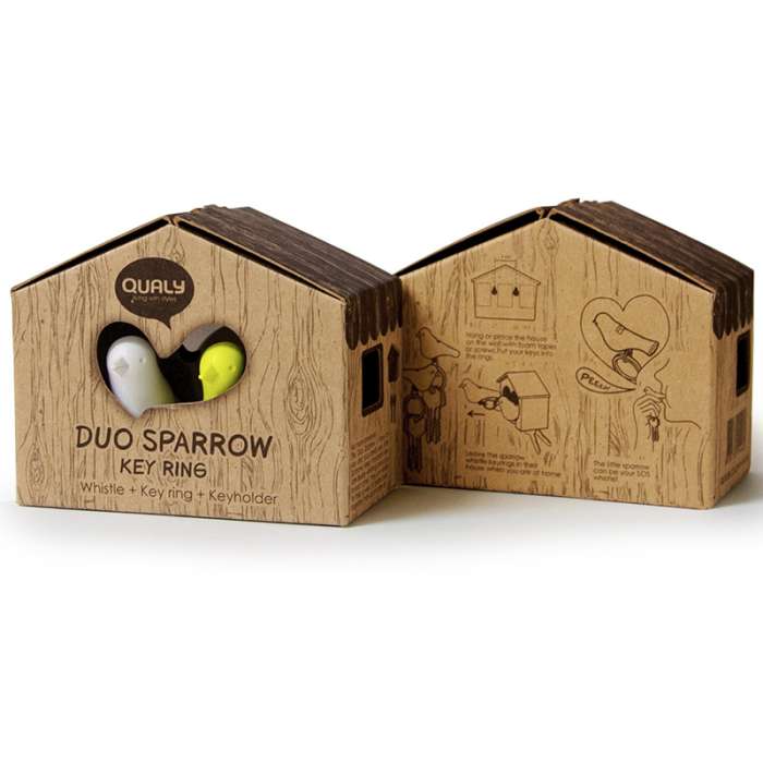 Держатель для ключей duo sparrow, белый/оранжевый QUALY QL10124-WH-WH-OR