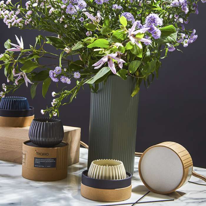 Свеча ароматическая nutmeg, leather & vanilla из коллекции edge, бежевый, 30 ч Tkano TK23-ARO0018