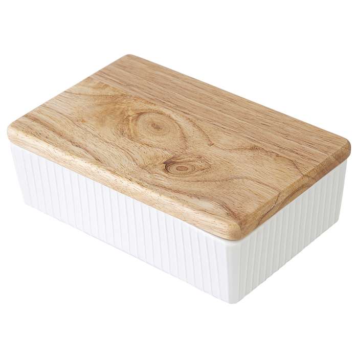 Масленка с крышкой из каучукового дерева soft ripples, dual glazing Liberty Jones LJ000020