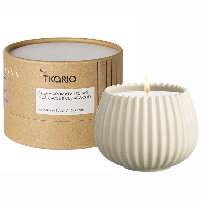 Свеча ароматическая musk, rose & cedarwood из коллекции edge, бежевый, 30 ч Tkano TK23-ARO0020