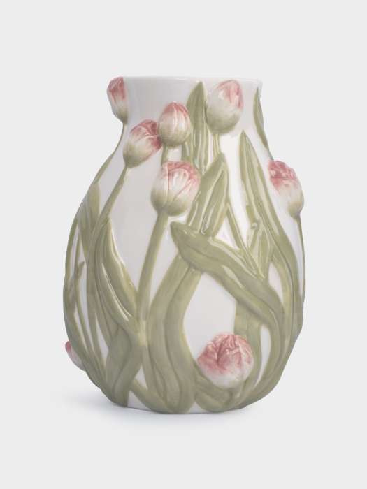 Ваза для цветов, 19 см, керамика, молочная, Розовые тюльпаны, Tulip ANNA LAFARG ANLAF-FDW-130525-4
