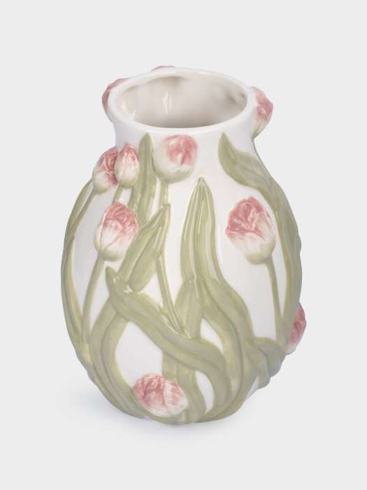 Ваза для цветов, 19 см, керамика, молочная, Розовые тюльпаны, Tulip ANNA LAFARG ANLAF-FDW-130525-4