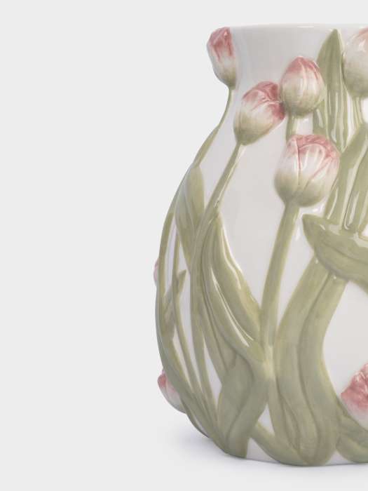 Ваза для цветов, 19 см, керамика, молочная, Розовые тюльпаны, Tulip ANNA LAFARG ANLAF-FDW-130525-4