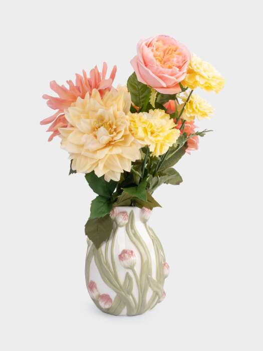 Ваза для цветов, 19 см, керамика, молочная, Розовые тюльпаны, Tulip ANNA LAFARG ANLAF-FDW-130525-4