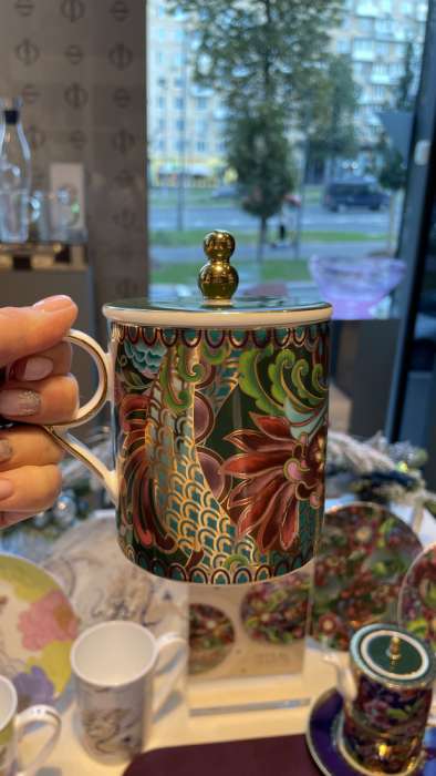 Кружка с крышкой Mix&Match Home Волшебный Дракон 350 мл, фарфор, фиолетовая