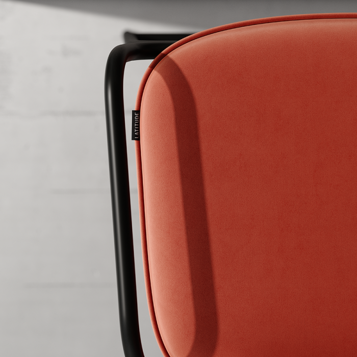 Стул полубарный ror, round, велюр, черный/темно-красный LATITUDE RORBSCHRBKVLRDRD