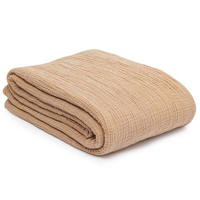 Покрывало двухстороннее из многослойного муслина цвета охры из коллекции essential, 230x250 см Tkano TK23-BS0005