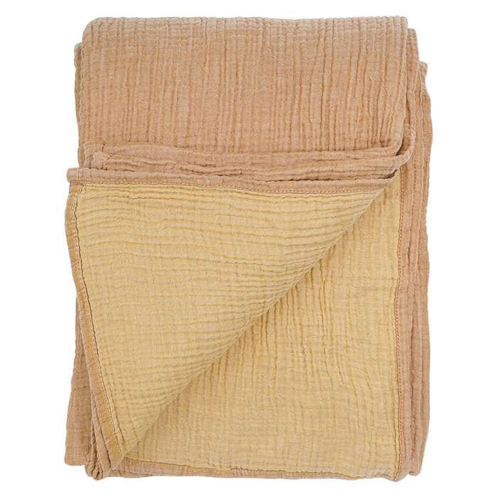 Покрывало двухстороннее из многослойного муслина цвета охры из коллекции essential, 230x250 см Tkano TK23-BS0005