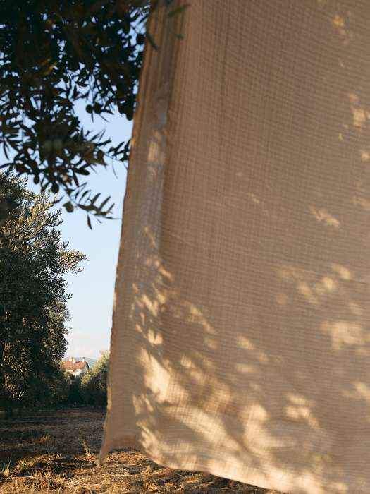 Покрывало двухстороннее из многослойного муслина цвета охры из коллекции essential, 230x250 см Tkano TK23-BS0005